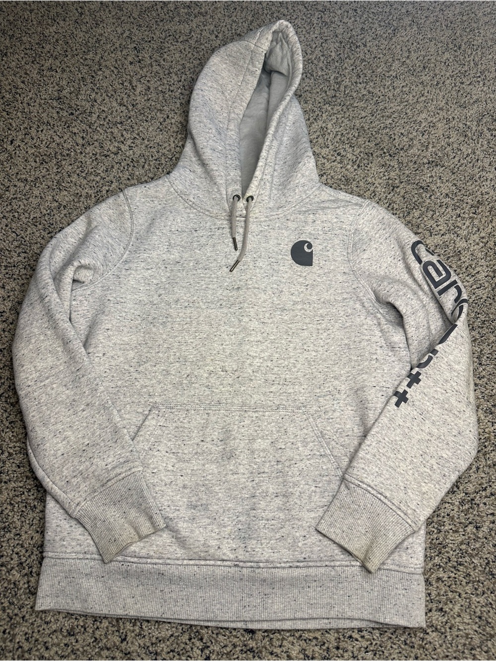 Carhartt Light Heather Gray Pullover Hoodie with Logo Tag